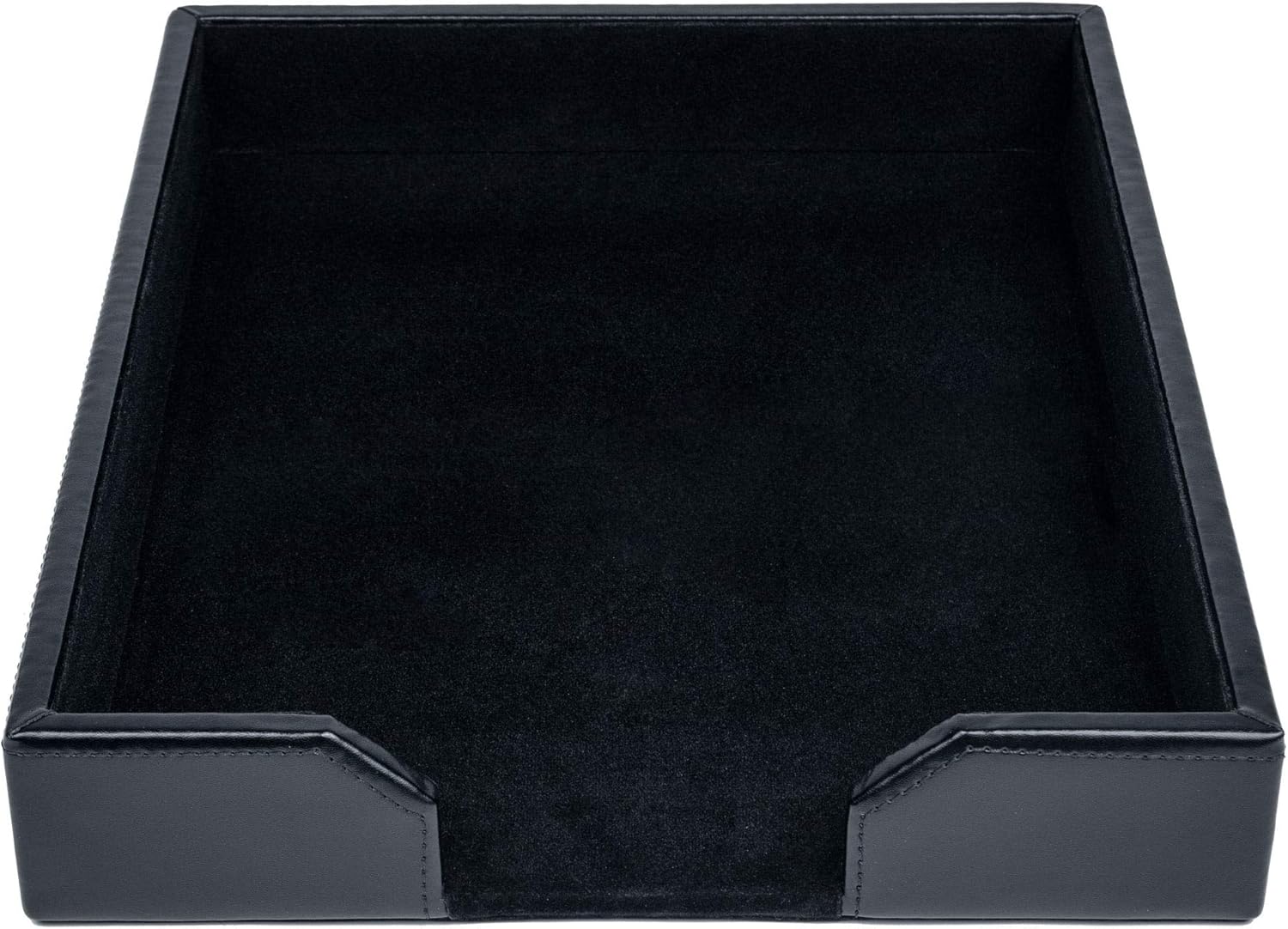 Dacasso Black Bonded Leather Letter Tray