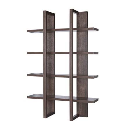 Mid Century Modern 4-Shelf Bookcase, Walnut Oak, Brown