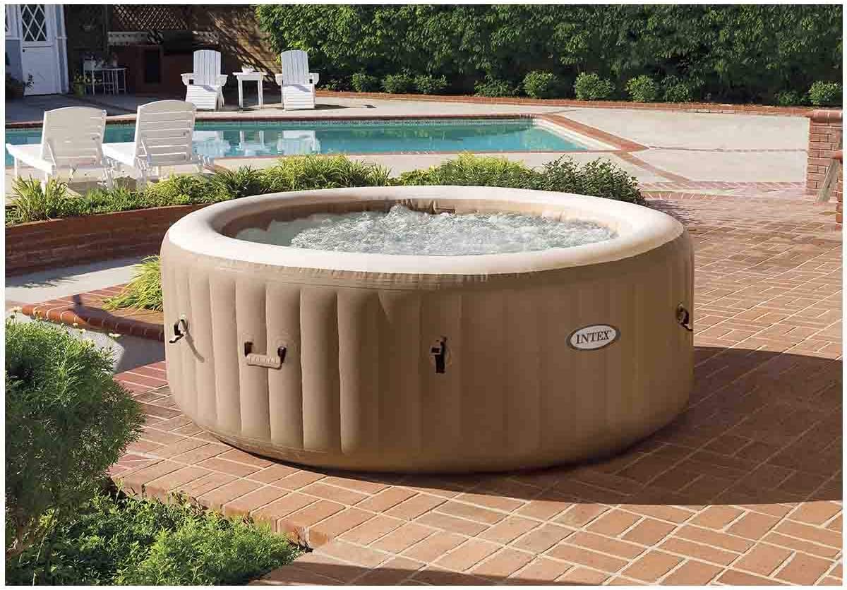 INTEX 28425E PureSpa Bubble Massage, Inflatable Spa Set, Tan, 4-Person