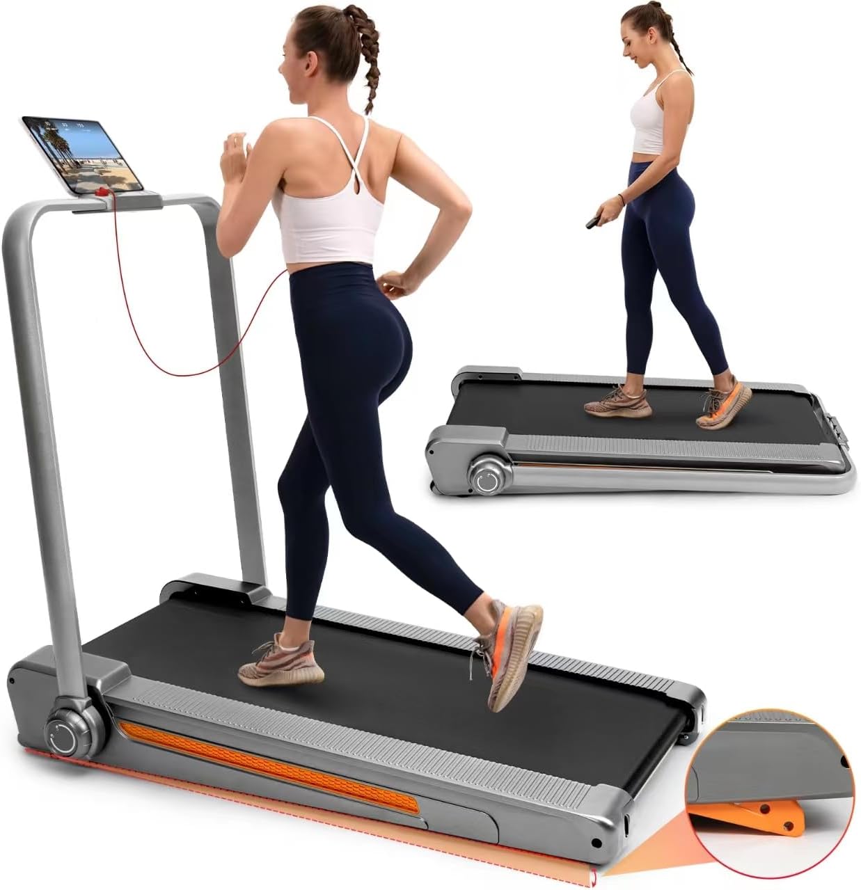 2 in 1 Foldable Treadmill with Incline,Walking Pad Treadmill for Home Office,Under Desk Treadmill 2.5HP, 330 LBS Weight Capacity
