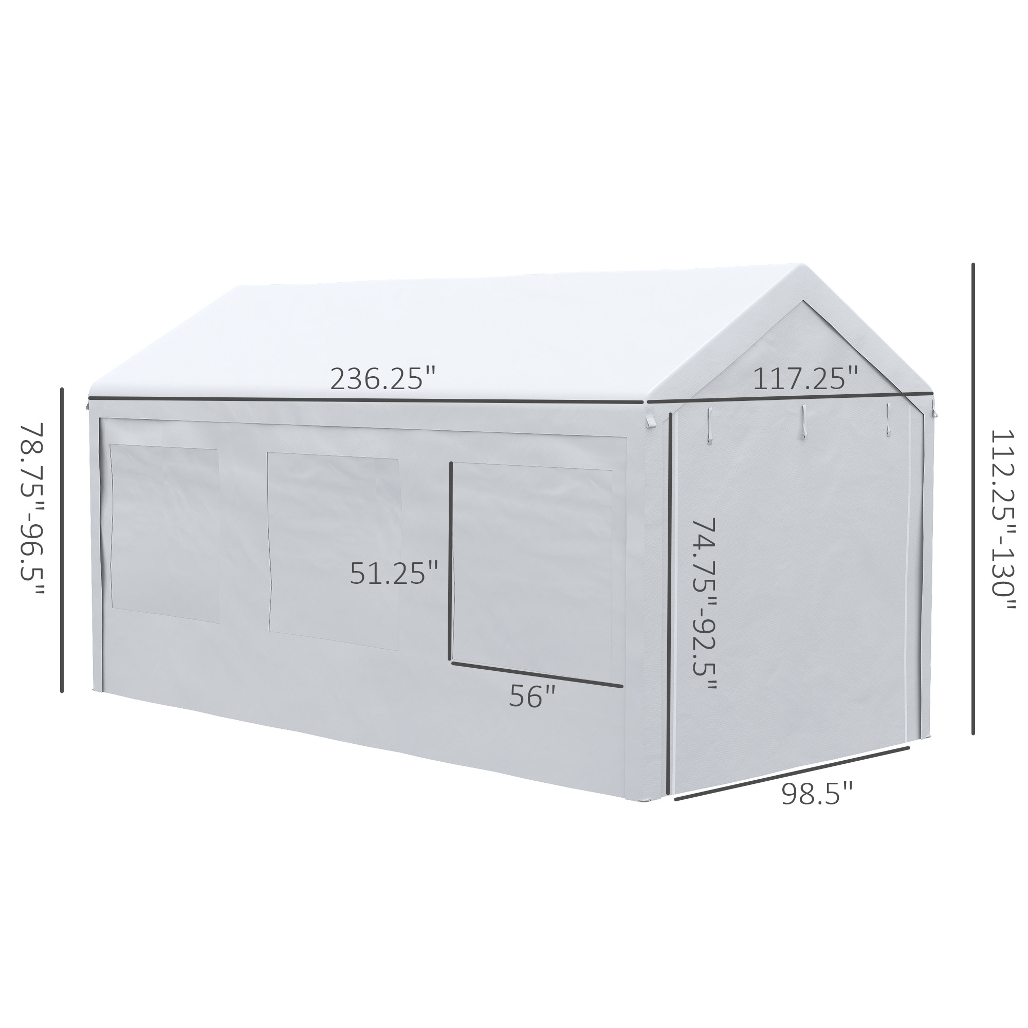 Outsunny 10' x 20' Carport and Large Party Tent, Height Adjustable