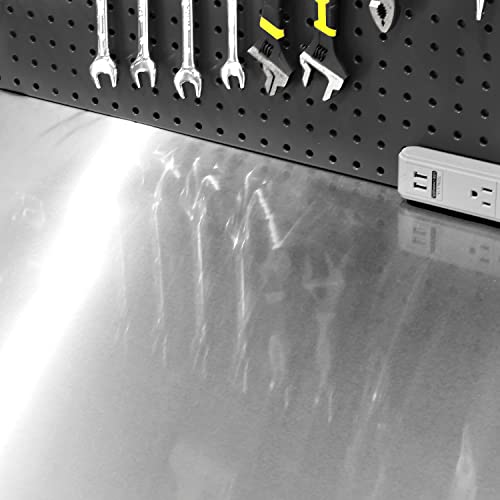 Seville Classics UltraHD Heavy Duty Commercial Lighted Workcenter w/Pegboard, 500 lbs. Weight Capacity for Garage, Warehouse, Workshop, Stainless Steel Top, Granite, 48" W x 24" D x 65.5" H