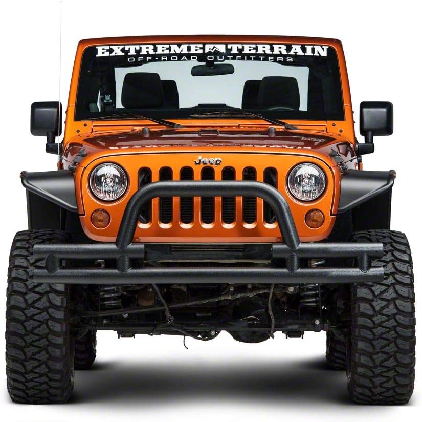 Barricade Tubular Front Bumper with Winch Cutout; Textured Black Compatible with 07-18 Jeep Wrangler JK