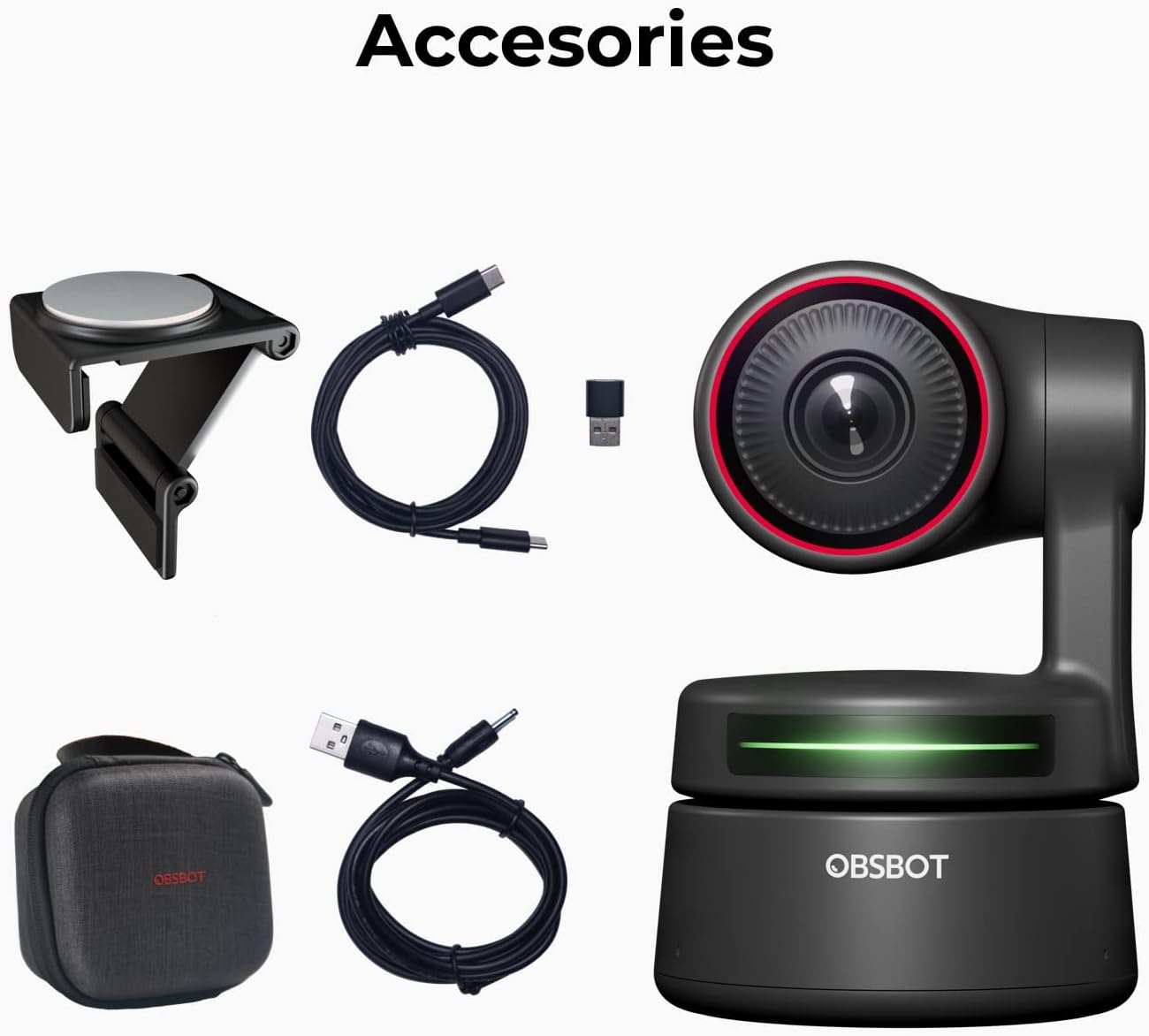 OBSBOT Tiny PTZ 4K Webcam, AI Powered Framing & Autofocus, 4K Webcam with Dual Omni-Directional Microphones, Auto Tracking with 2 axis Gimbal,HDR,60 FPS,Low-Light Correction,Streaming
