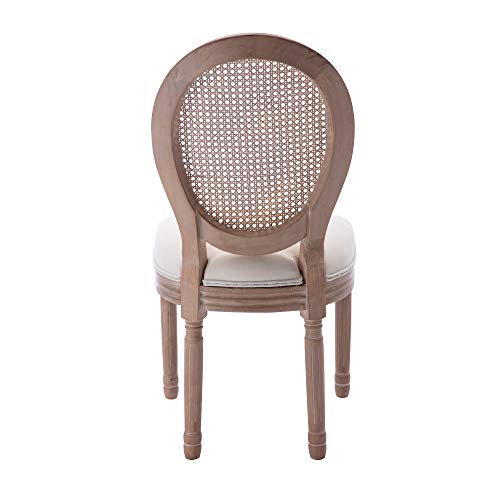 Dining Chairs Set of 2, French Dinning Chairs, Fabric Cane Upholstered Dining Room Chairs, Farmhouse Kitchen Chairs, with Beautifully Carved Solid Wood Frame for Home,Office, Restaurant (Style 2)