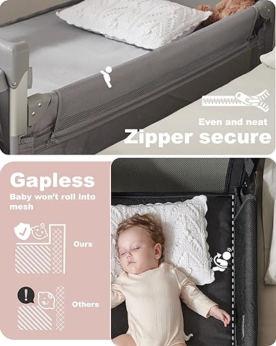 Baby 4 in 1 Bassinet Bedside Sleeper, 4 Functions Bedside Crib Sleeper, Playard, Changing Table, Baby Bassinet for Newborn Baby, Bedside Bassinet for Baby Portable Changing Table