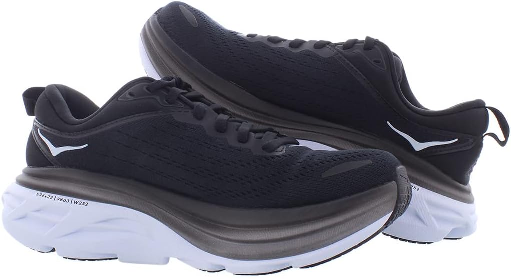HOKA ONE ONE Bondi 8 Womens Shoes Size 6.5, Color: Black/White