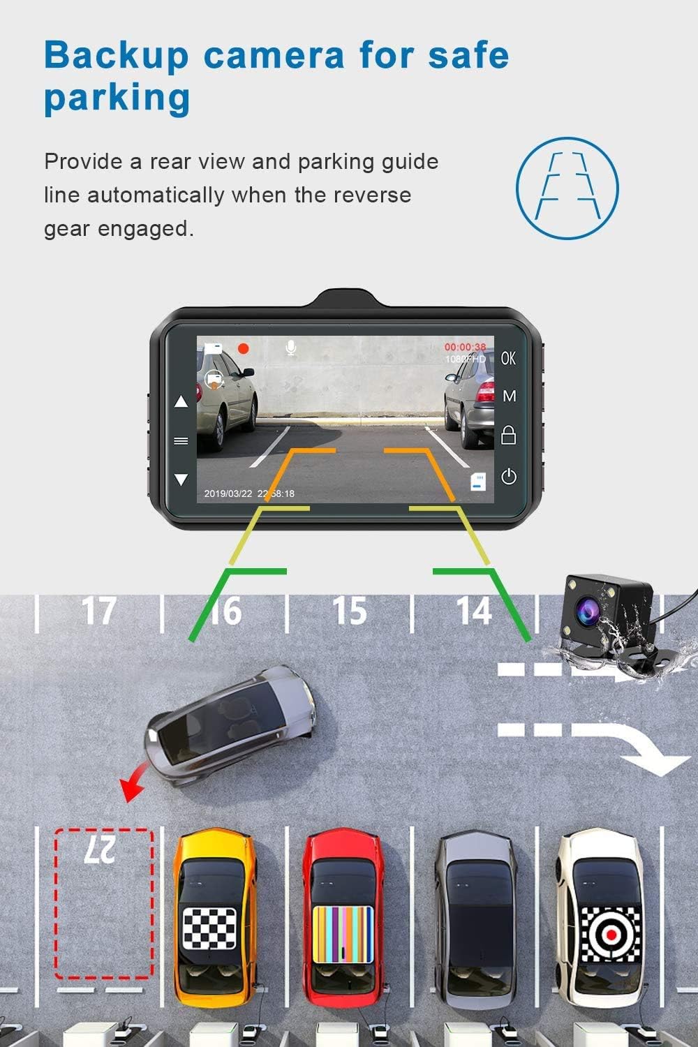 Dash Cam Front and Rear CHORTAU Dual Dash Cam 3 inch Dashboard Camera Full HD 170�� Wide Angle Backup Camera with Night Vision WDR G-Sensor Parking Monitor Loop Recording Motion Detection Pack of 2