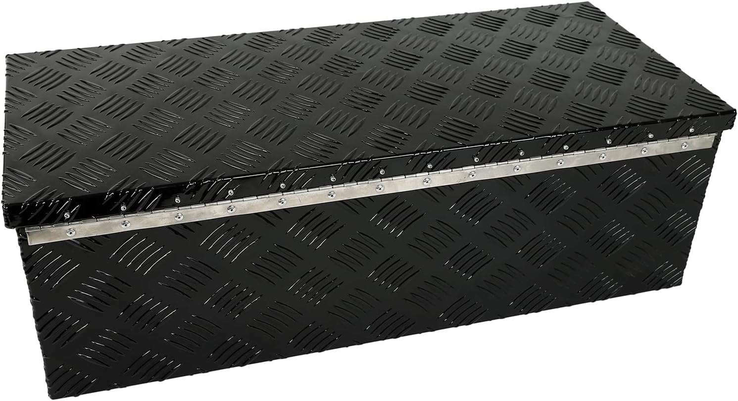 18X17X17.75 Black Aluminum 5 Bar Tread Tool Box Truck Car Outdoor Trailer Pickup Underbody Toolbox,RV Storage Organizer，Underbed Tools Organizer W/Lock Latch w/Keys