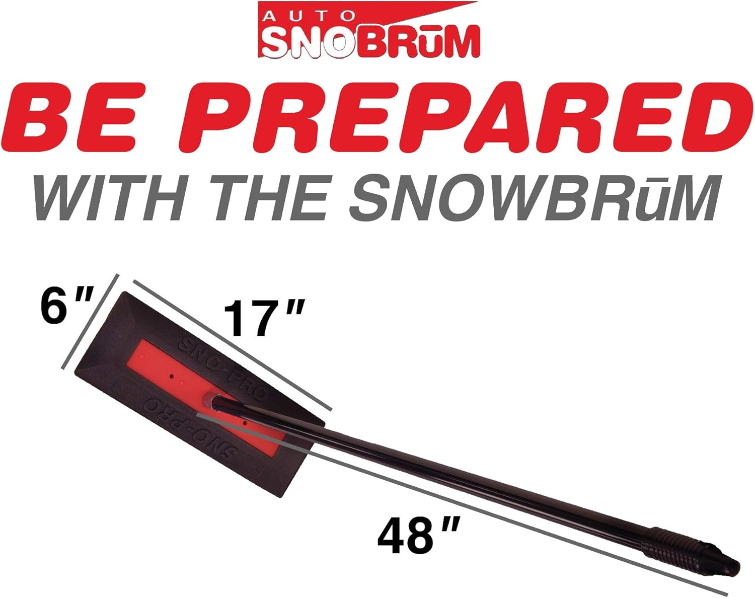 SNOBRUM SNO Pro, 48 Inch Handle – Professional Grade Vehicle Snow Broom and Snow Remover for Cars and Trucks – Made in The USA, Push-Broom Design – Non-Scratch Automotive Snow Removal – 2 Pack Pack of 2