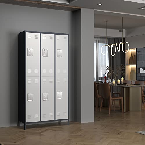 METAN Metal Storage Locker for School Office Gym Bedroom, 12 Doors Locker Cabinet for Employees, Industrial Steel Storage Locker with 12 Hooks, Assembly Required (12 Door-Light Gray)