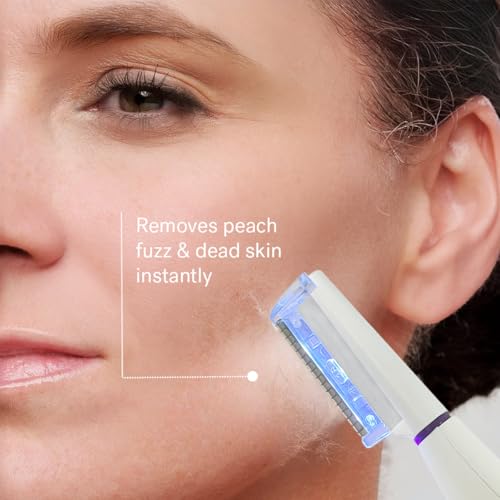Michael Todd Beauty Sonicsmooth Pro+ Dermaplane Razor for Women Face + Eyebrow trimmer Dermaplaning System w/LED Light Peach Fuzz Remover -16 Dermaplaning Blades & 2 Microsmooth Exfoliation Tips
