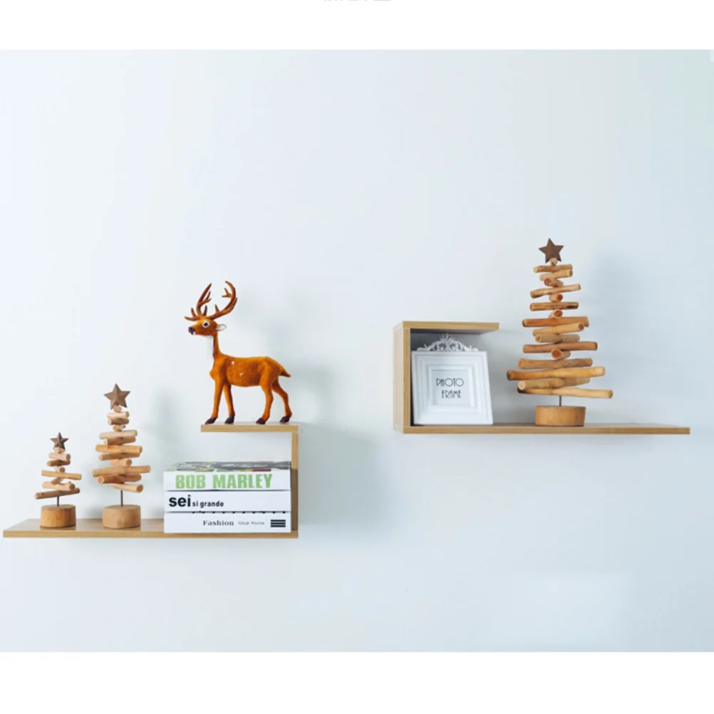 Creative Wooden Christmas Tree Ornament European Style Decorative Xmas Tree for Home Living Room Bedroom Office Decor Size L