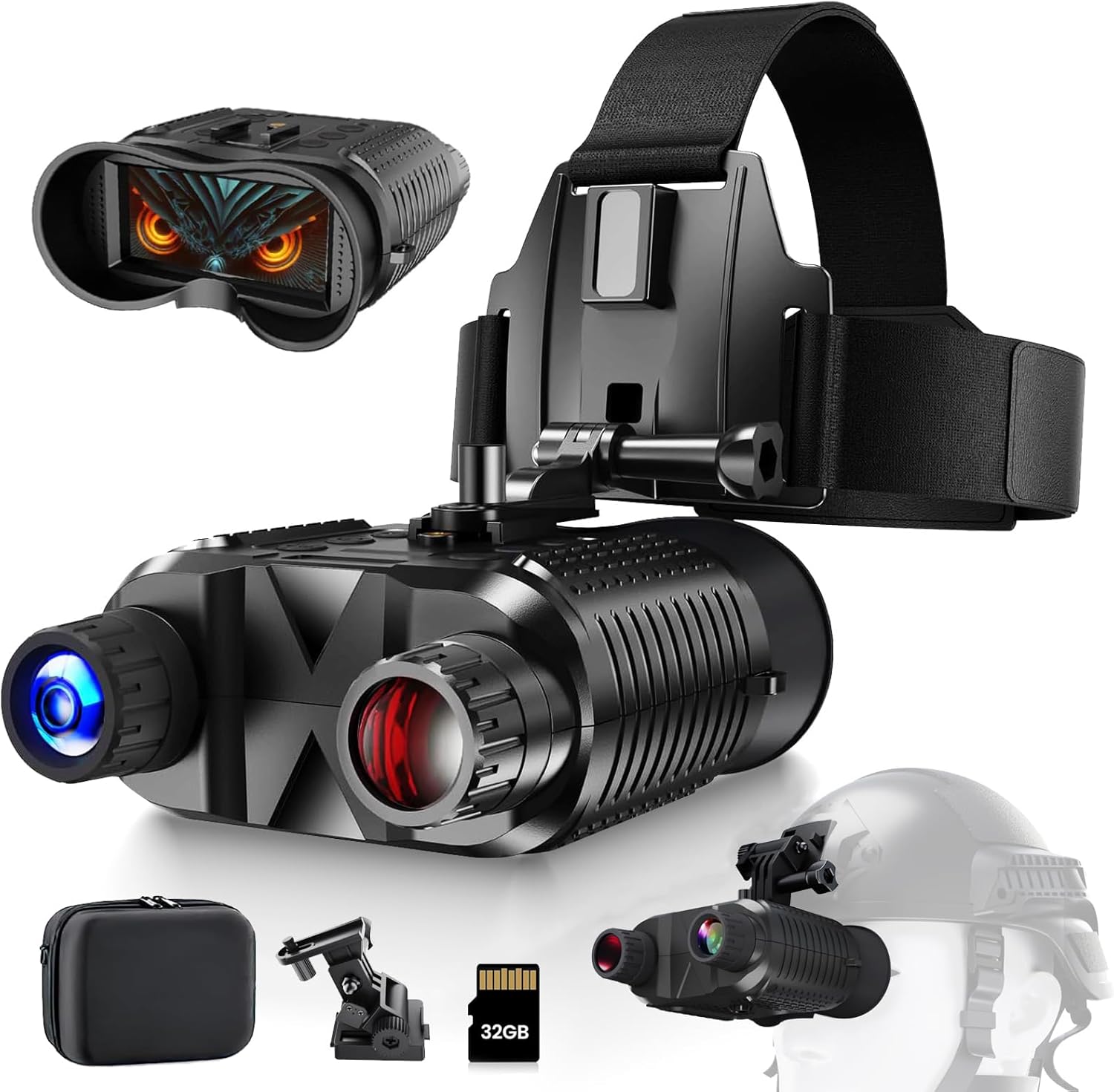 Night Vision Goggles, Night Vision Binoculars, Infrared Goggles for Helmet, Head Mounted Night Vision with 2.7" Large Screen, 8 X Digital Zoom, Military Tactical Grade