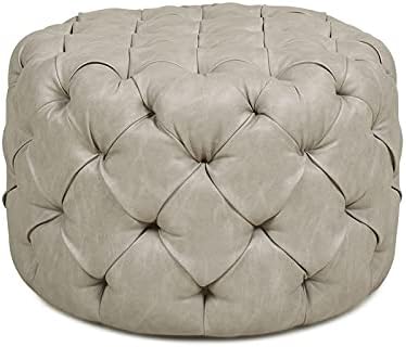 Jennifer Taylor Home Ace Round Tufted Accent Ottoman Warm Gray