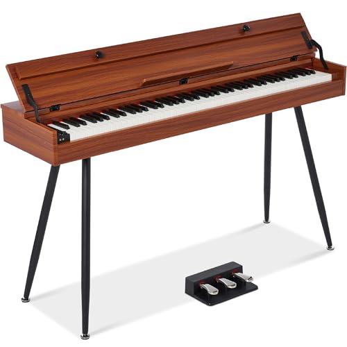 Best Choice Products 88-Key Weighted Full Size Digital Piano, Modern Desk Keyboard w/Metal Legs, 3 Sustain Pedal, MIDI, Headphone Jack - Natural