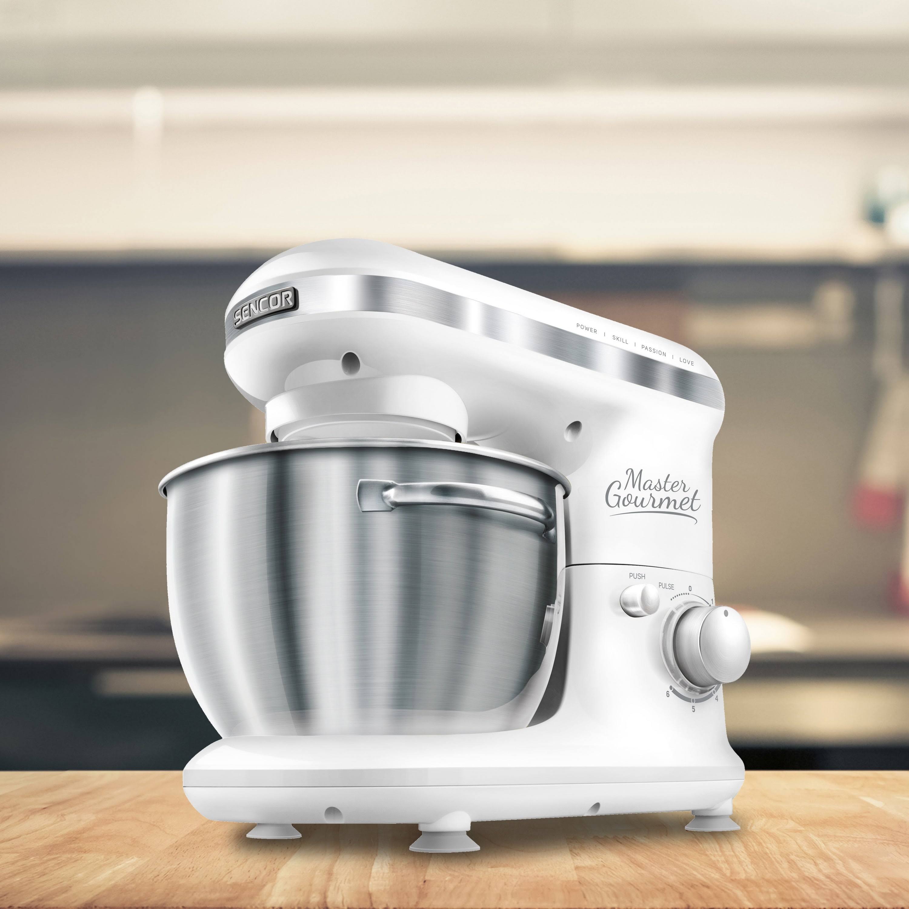 Sencor Stand Mixer with Pouring Shield - Red