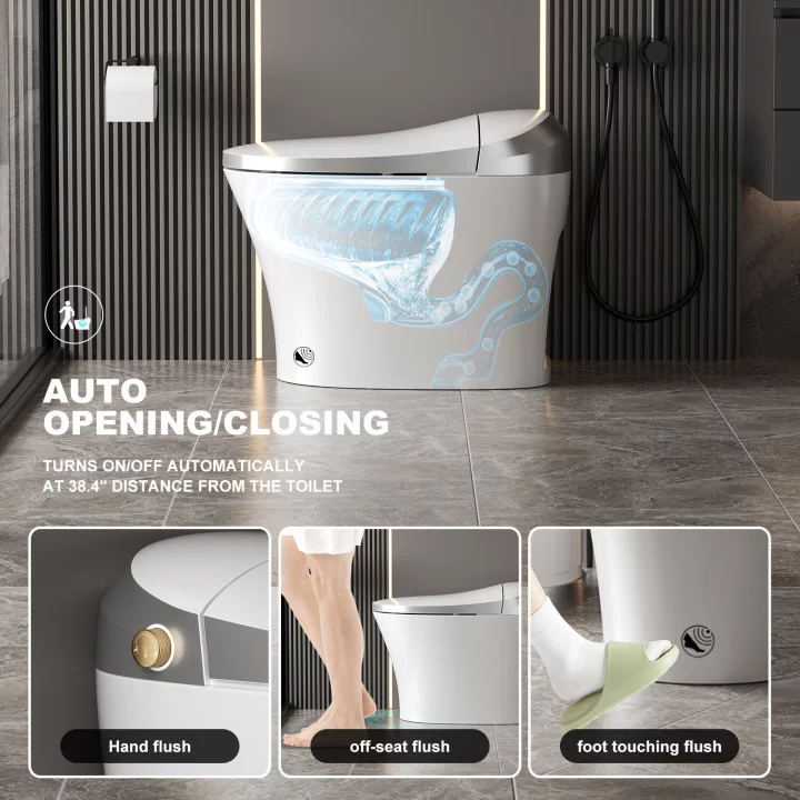 HOROW Smart Toilet, Heated Bidet with Dryer & Warm Water, Heated Seat, Auto Close Toilet Seat, Modern Tankless Toilet with Remote Control, HR-T20Y
