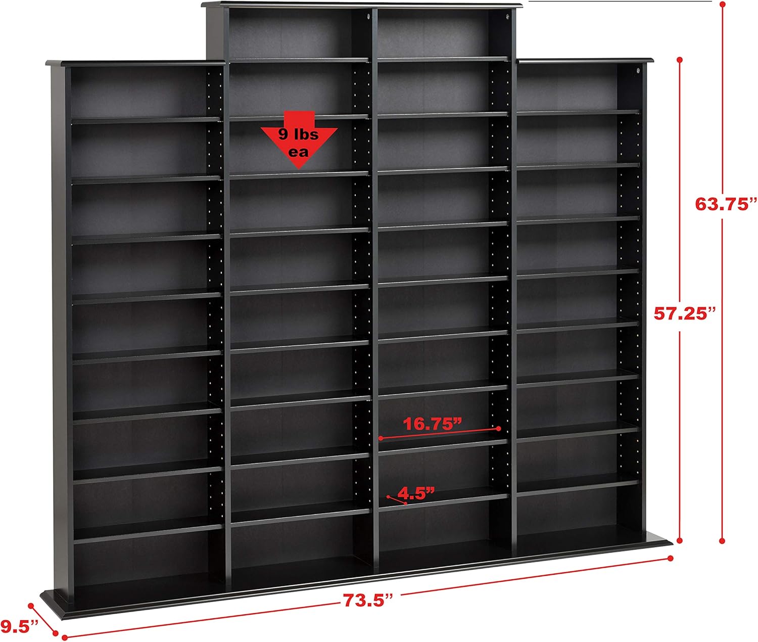 Prepac Quad Width Wall Storage Cabinet, Black