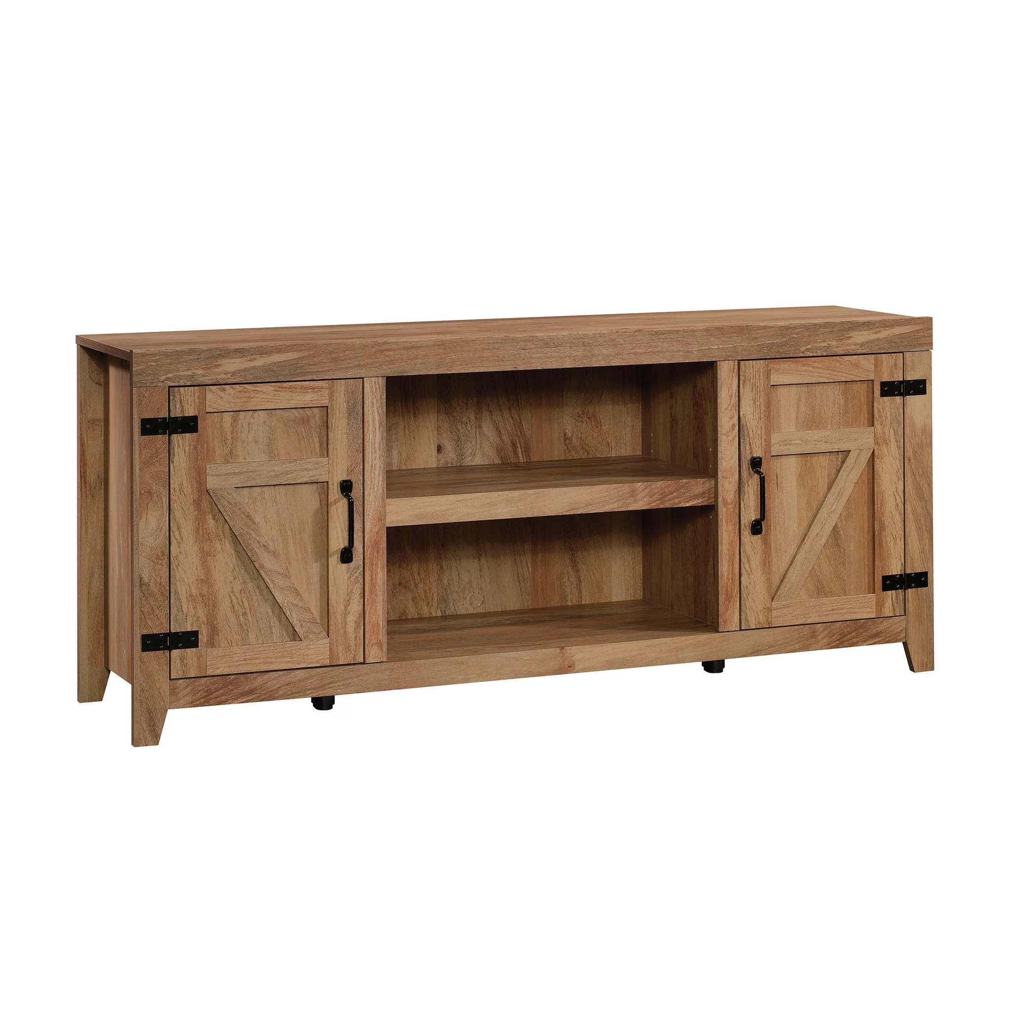 Sauder Farmhouse TV Stand, for TVs up to 70", Sindoori Mango Finish