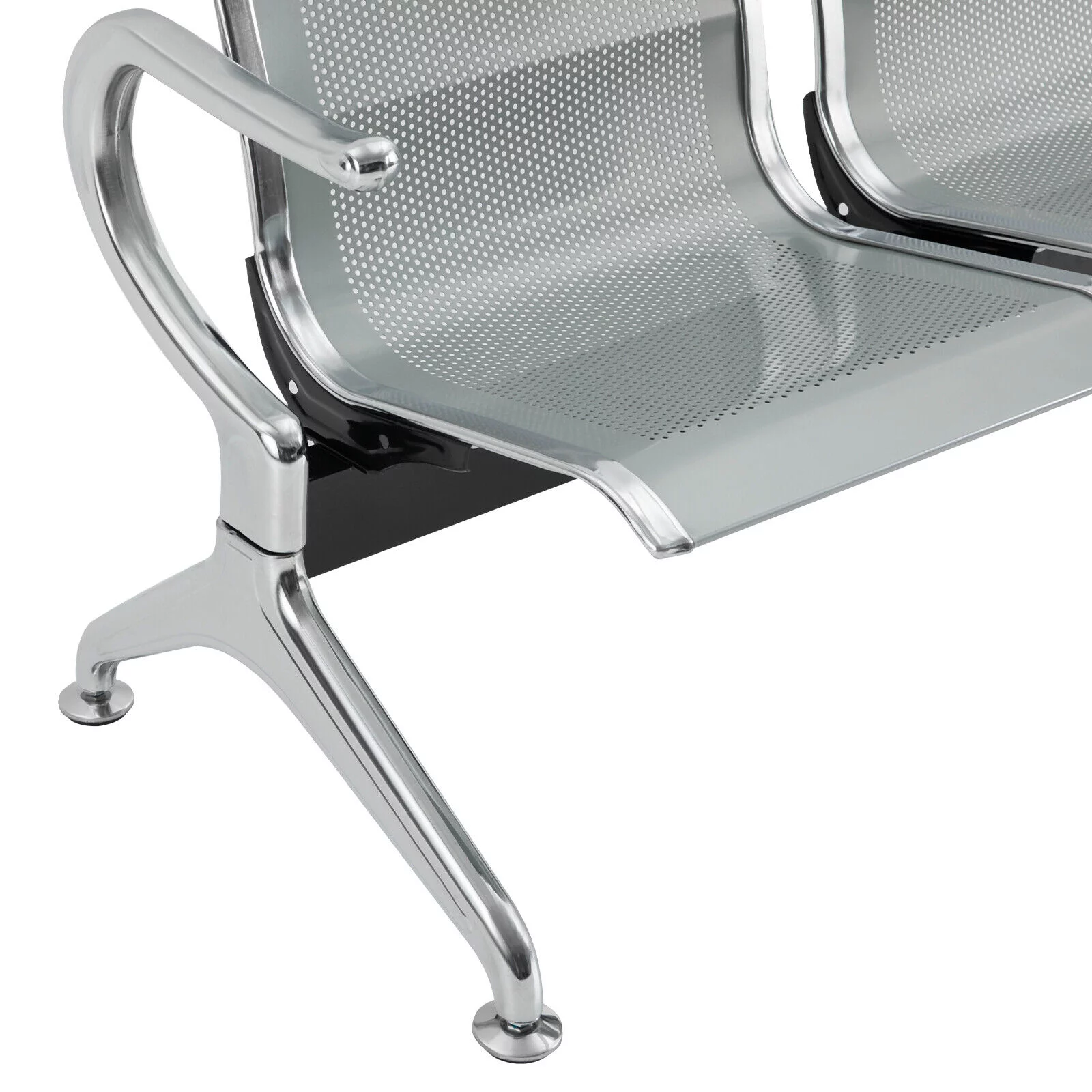 Miumaeov Office Reception Chair 3-Seat Guest Reception Chairs Waiting Room Chairs Steel Reception Bench with Arms for Airports Hospitals Barber Stores Silver