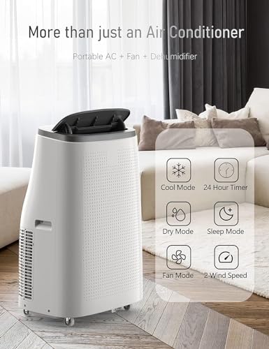 Air Conditioner Portable for Room, 8000 Btu Personal Air Conditioner 4-In-1 Portable Ac Unit With Fan, Dehumidifier & Sleep Mode, Small Portable Air Cooler for Room Cooling Up to 350sq.Ft, White