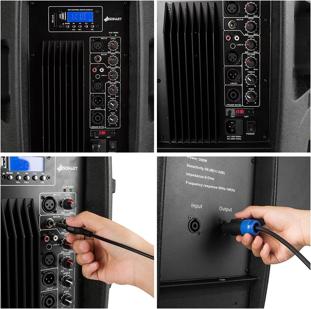 Costzon 2-Way Powered PA Speakers System Combo Set, 12 1600W Portable Dual Passive Active Speaker with 2 Speaker Stands, Bluetooth, USB/SD Card, AUX MP3 FM Radio, Microphone, Remote Control (12)