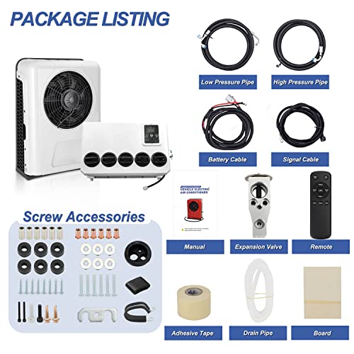 Treeligo DC 12V Universal Electric RV Truck Air Conditioner Camper A/C Unit 10000 BTU Fast Cooling for Motorhome Bus tractor automotive air conditioner