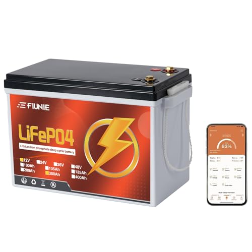 12V 100Ah lithium battery with Bluetooth for trolling motor, RV, Comping, Marine, Solar, Off-Grid, Lifepo4 Battery Deep Cycles Rechargeable Low Temp Protection, Smart BMS, 10-Year Lifespan