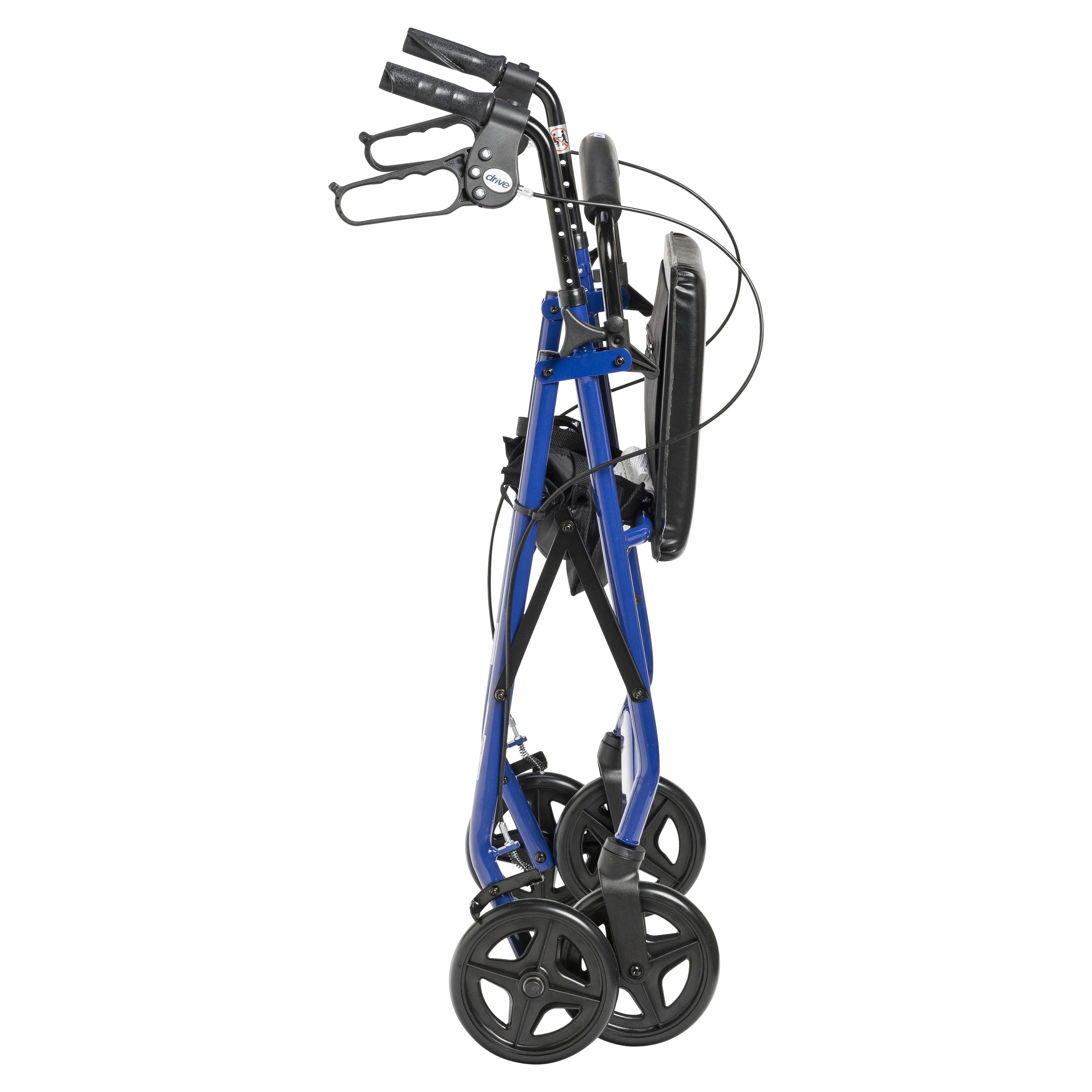 Drive Medical Aluminum Rollator Rolling Walker with Fold Up and Removable Back Support and Padded Seat, Blue