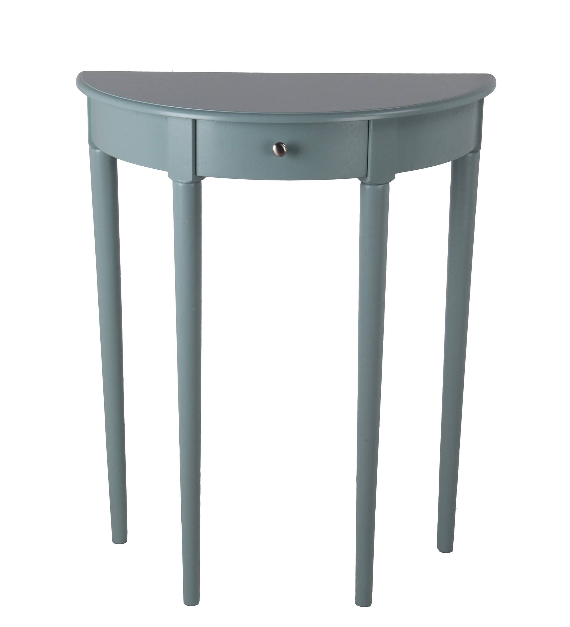 1 Drawer Half Moon Console Table with Round Legs, Small - Sage Blue