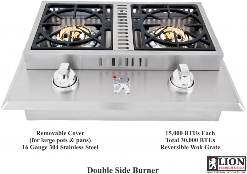 Lion Premium Grills L1634 Natural Gas Double Side Burner, 26-3/4 by 20-1/2-Inch