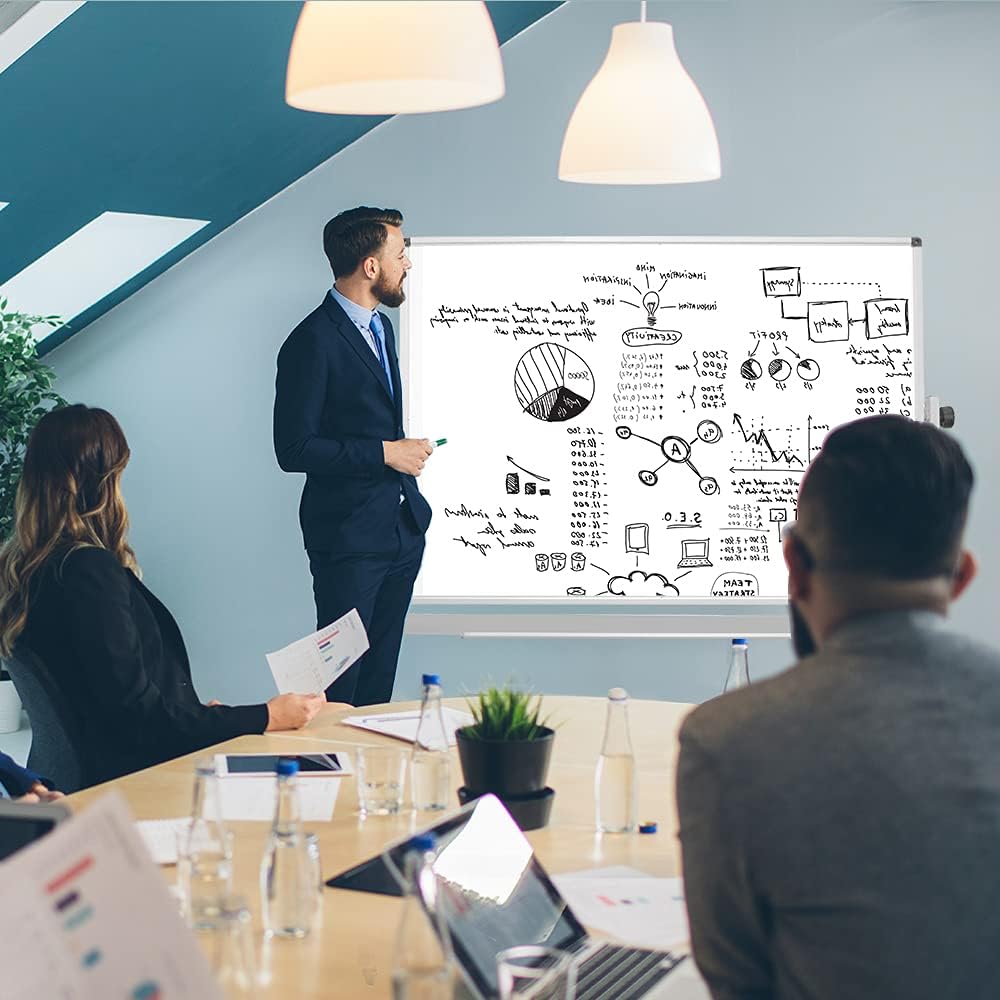 Mobile Whiteboard, Rolling Double Sided Dry Erase Board, Magnetic White Board with Metal Frame, 36 x 60 Inch, Heavy Stable Metal Frame