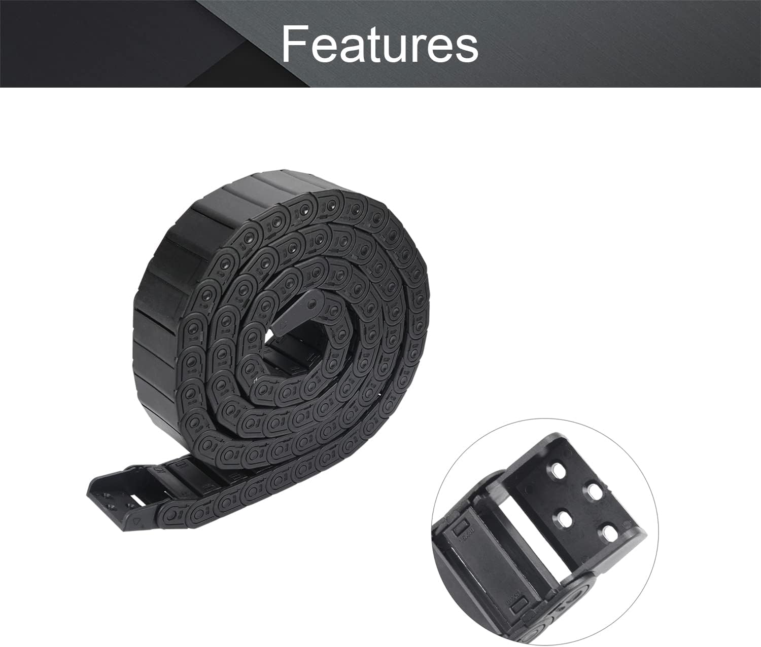 Fielect Drag Chain Cable Carrier Open Type with End Connectors R100 35X100mm 1 Meter Plastic for Electrical CNC Router Machines Black 1Pcs