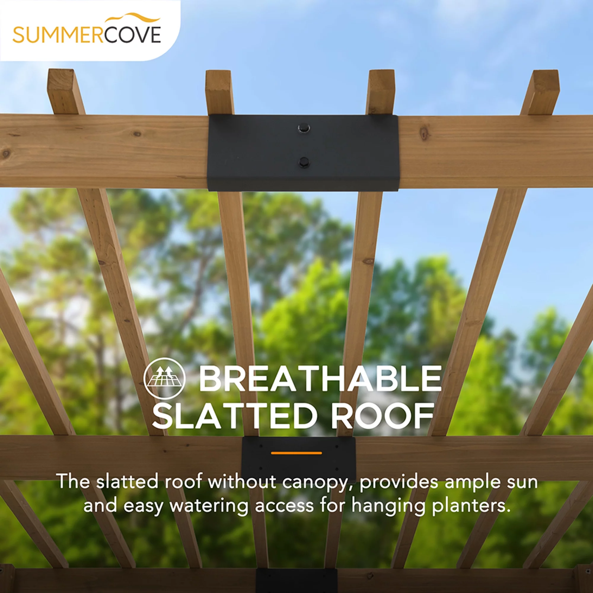 Sunjoy Sophia Outdoor Patio 10.5 ft. x 10 ft. Cedar Wood Pergola with Adjustable Hanging Planters
