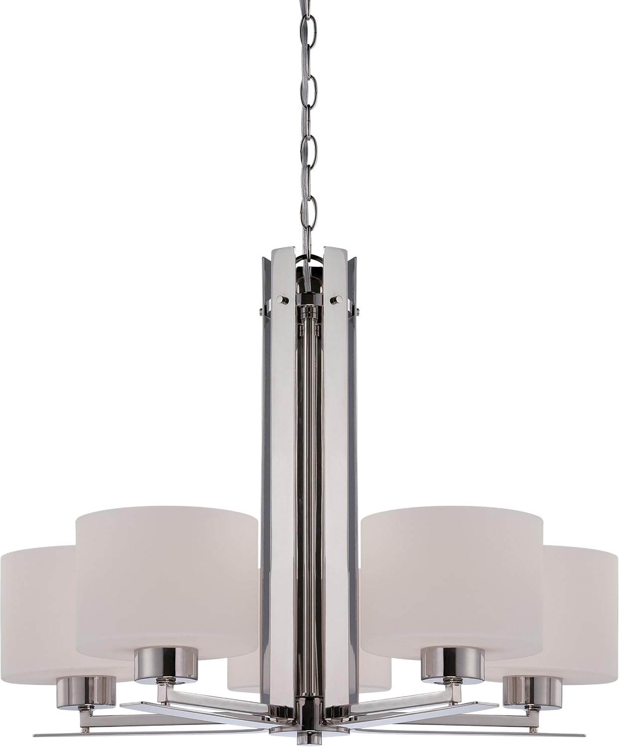 Nuvo Lighting 60/5202 Parallel Two Light Vanity 100 Watt A19 Max. CUL Damp Location Etched Opal Glass Polished Nickel Fixture
