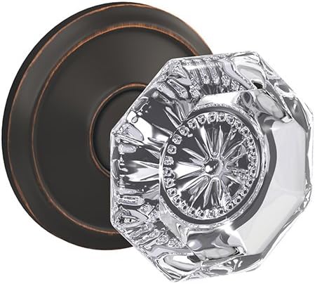 Schlage Custom FC172 ALX 619 CAM Alexandria Non-Turning Glass Knob with Camelot Trim, Satin Nickel Pack of 2