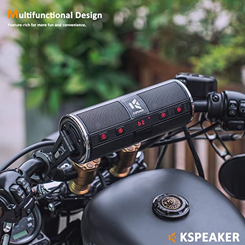 Motorcycle Speakers Bluetooth Waterproof Radio Audio System Built-in Amplifier, Great for ATV, Scooter Bike,12 Volt Vehicle,3 Inch Metal Mp3 Player, K2ch