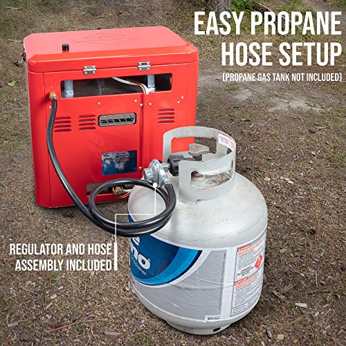 Hike Crew Outdoor Gas Camping Oven w/Carry Bag | CSA Approved Portable Propane-Powered 2-Burner Stove & Oven | Auto Ignition, Overheat Safety Shutoff, Built-In Thermometer | Hose & Regulator Included