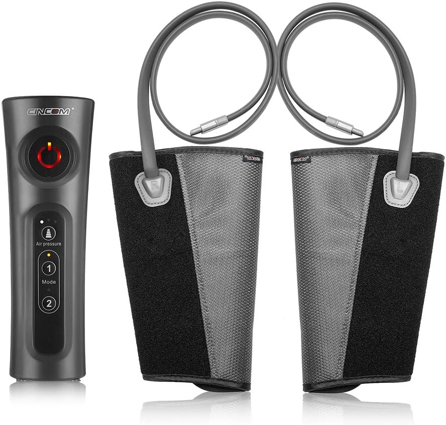 CINCOM Leg Massager for Circulation Air Compression Calf Wraps with 2 Modes 3 Intensities and Helpful for RLS and Edema