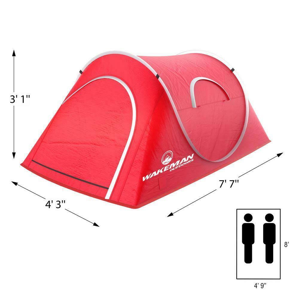 Wakeman Outdoors 2-Person Red Pop-Up Tent with Carry Bag