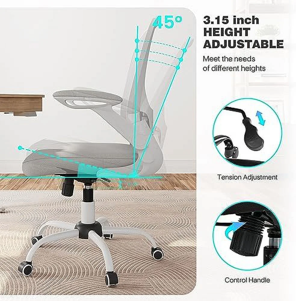 FDSHOIYN ERGONOMIC Ergonomic Office Chair  Comfortable Office Chair with Lumbar Support  Breathable Mesh Chair with Adjustable Height  Home Office Desk Chairs with Flip-up Armrests  Rolli - Curated Treasures Market