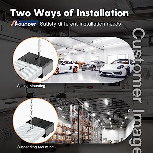 BBOUNDER 12 Pack Linkable LED Shop Light with Reflector, Super Bright 5000K Daylight, 4400 LM, 4 FT, 48 Inch Integrated Fixture for Garage, 40W Equivalent 250W, Surface & Suspension Mount, White
