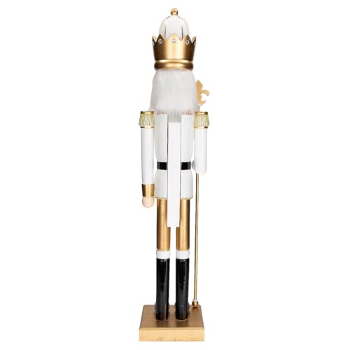 Fun Express 3 Ft. Large Classic Green Wooden Holiday Nutcracker with Scepter, Festive Christmas Decoration
