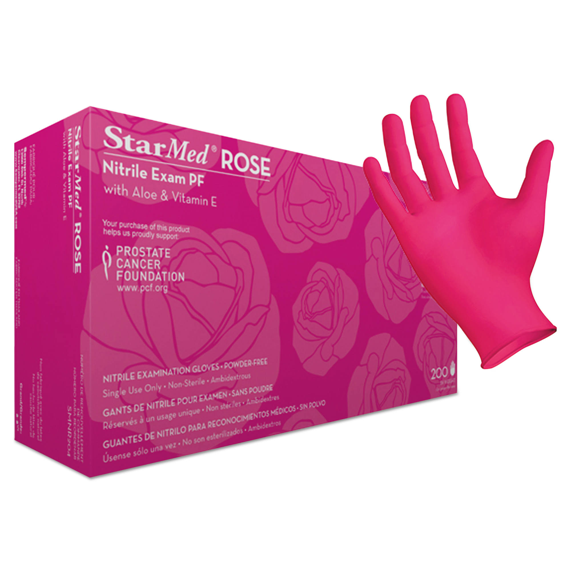 StarMed Rose Gloves, Cheery Rose, Medium, 1000/Carton