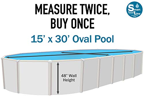 Smartline Laguna 15-Foot-by-30-Foot Oval Pool Liner | UniBead Style | 48-Inch Wall Height | 25 Gauge Virgin Vinyl Material | Heavy-Duty Liners | Designed for Steel Sided Above-Ground Swimming Pools