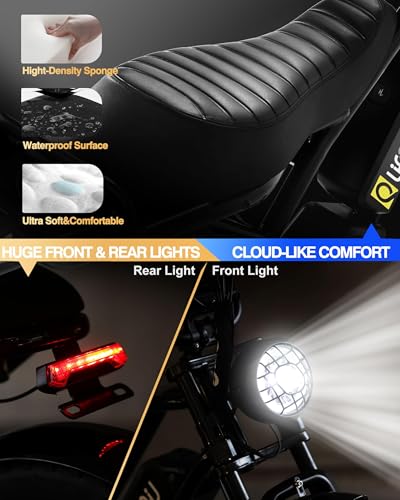 Electric Bike for Adults-1500W Peak Motor 20" Fat Tires 28MPH(Unlock to 35MPH) EBike Moped, 624-1248Wh Removable Battery Bicycle, with Dual Suspension & Brakes Motorcycle, 7-Speed,Spark