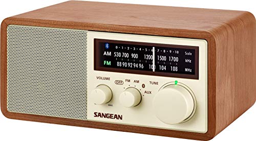 Sangean WR-16SE AM/FM/Bluetooth/Aux-in/USB Phone Charging 45th Anniversary Special Edition Wooden Cabinet Radio (Dark Walnut with Rose Gold)