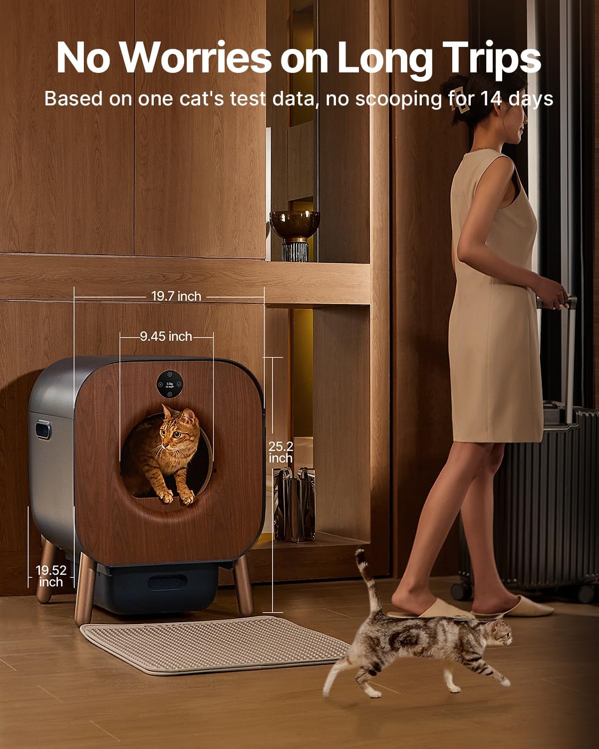 Self Cleaning Litter Box, Automatic Cat Litter Box Self Cleaning for Multi Cats, TUV Certified/Anti-Pinch/Safety Protection/Odor Removal/APP Control Extra Large Litter Box with Mat & Liner