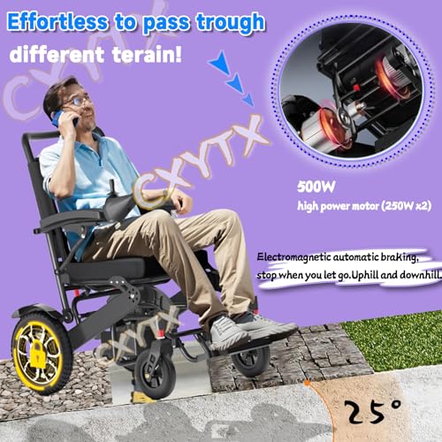 Intelligent Power Wheelchairs for Adults, All Terrain Heavy Duty Electric Wheelchair, Remote Control Walking Lightweight Portable Wheelchair,500W Powerful Motor & 12+ mi Cruise Range,26ah